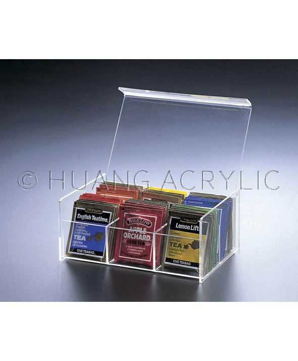 Custom acrylic tea bag box plexiglass case perspex orgniser with lock