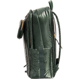 Joan & David 18 Inch Tubular Quilted Metallic Nylon Travel Workbook Backpack - Emerald