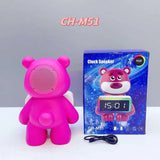 Pink Bear Portable Bluetooth Speaker with RGB LED and Clock Design (Hot Pink)