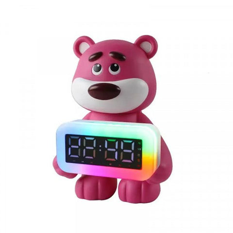 Pink Bear Portable Bluetooth Speaker with RGB LED and Clock Design (Hot Pink)