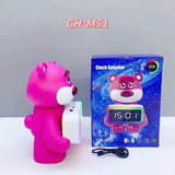 Pink Bear Portable Bluetooth Speaker with RGB LED and Clock Design (Hot Pink)