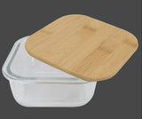 Square Glass Container with Bamboo Lid